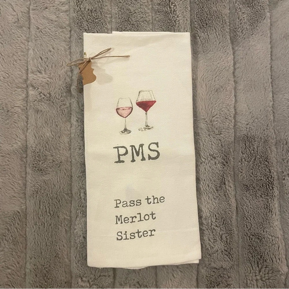 Mud Pie Other - Mudpie “PMS” Pass the Merlot Tea Napkin, NWT